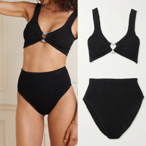 New Hunza G Jessica Navy Bikini 2 Piece Swimsuit Set NWT One Size - Picture 6 of 15